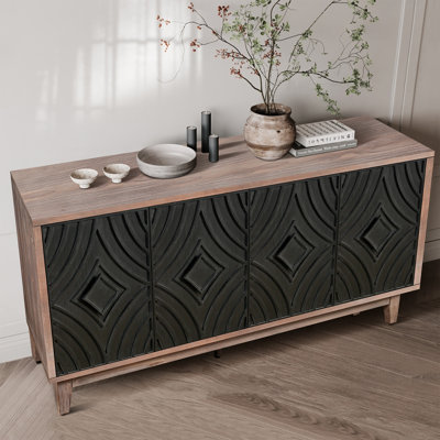 Buffet avec buffet et armoire de rangement avec crédence et pieds en bois massif