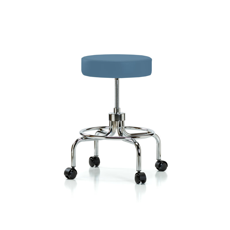 Tabouret rétro PERCH | Hauteur moyenne du banc: 18,5 à 24 po, Vinyl bleu colonial