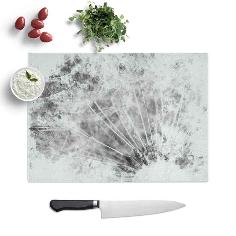 Tempered Glass Dandelion Seed Chopping Board, 20 cm x 28.5 cm