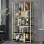 Bibliothèque de luxe en acier inoxydable, étagère de rangement moderne en métal, présentoir de plancher en fer-130087547