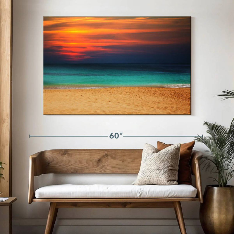 Coucher de soleil sur la mer Gillard, H 34 po x l 51 po
