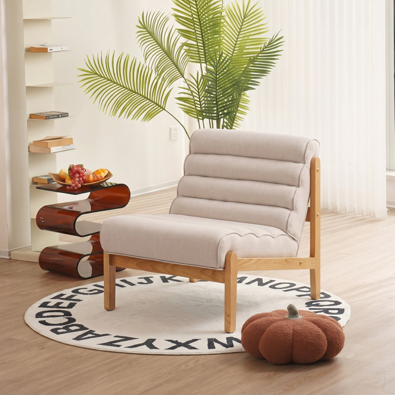 Chaise rembourrée 25 po sans accoudoirs avec structure en bois massif Shearling, Dark Grey Polyester