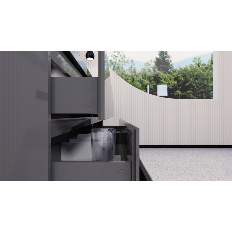 Ensemble de meuble-lavabo simple 60 po Santrice Royal, Gris ultrabrillant