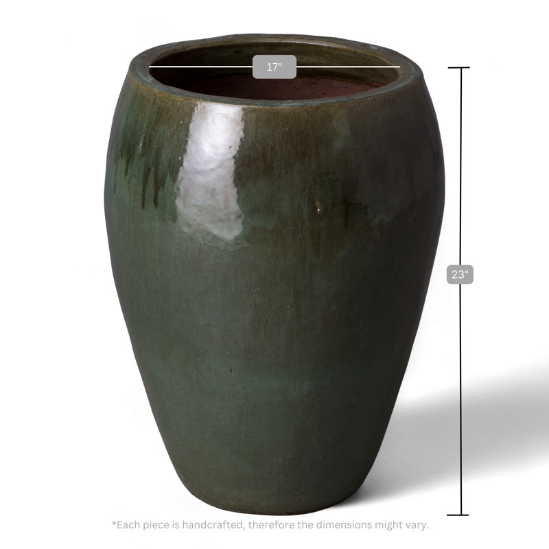 Pot à fleurs en argile Kennard, Vert thé, H 23 po x l 17 po x P 17 po, 1