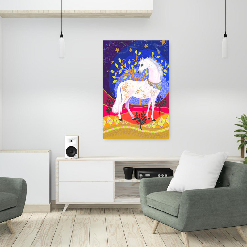 Art mural cheval majestueux abstrait contemporain, H 36 po x l 24 po