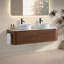 Meuble-lavabo de 60 po avec lavabo, armoire murale en noyer avec porte-serviettes gratuit, conception de deux lavabos en céramique blanche, sans drain ni robinet, pré-assemblé-1336871092-1336871093