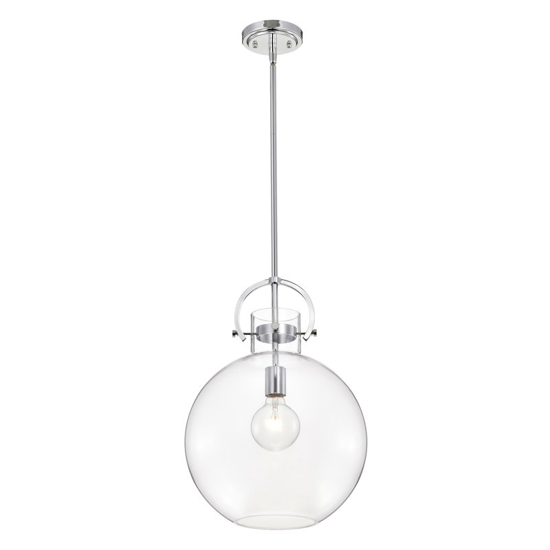 Dawson 1-Light Dimmable Glass Globe Pendant, Chrome