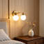 Modern Gold 2-Light Vanity Light Over Mirror, Mid Century Wall Sconce with Milky White Frosted Glass Shade for Toilet Bedroom