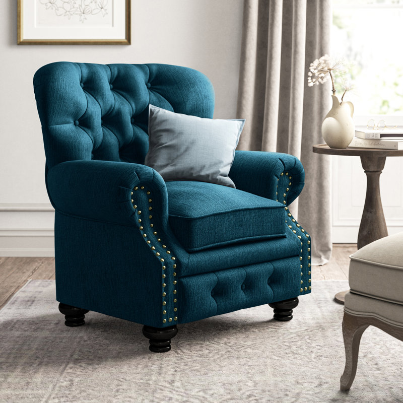 Westerly Upholstered Armchair, Dark Teal Polyester