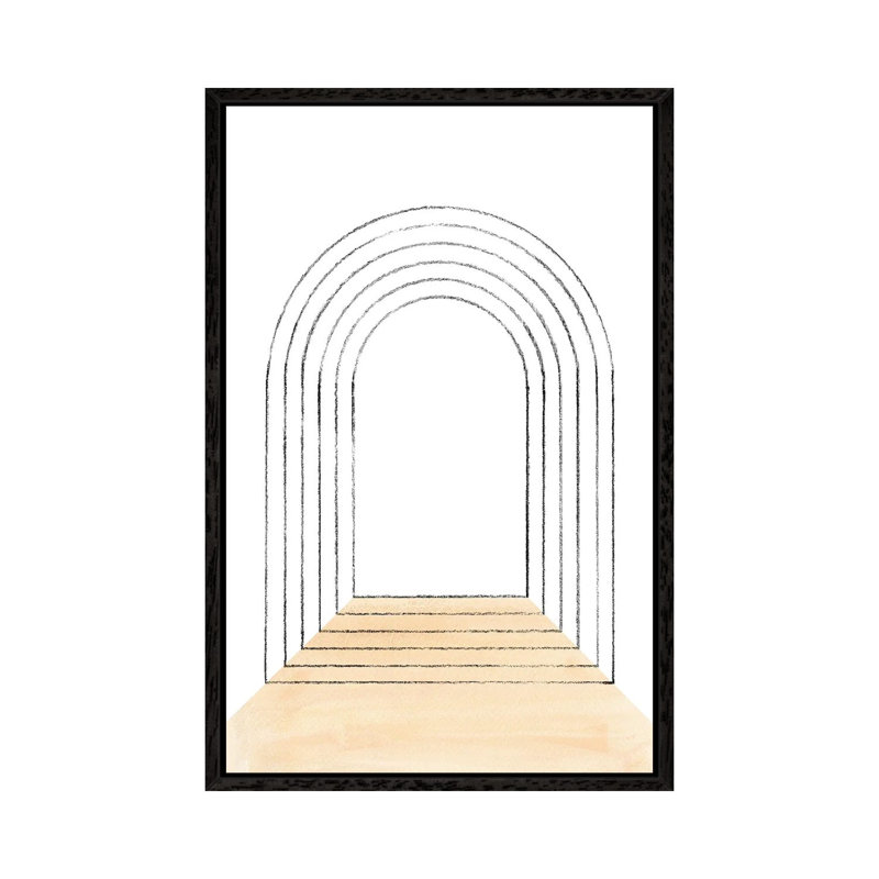 Mid Century Arch by Whales Way - Painting on Canvas, 66.04cm H x 45.72cm W x 3.81cm D, Black Framed