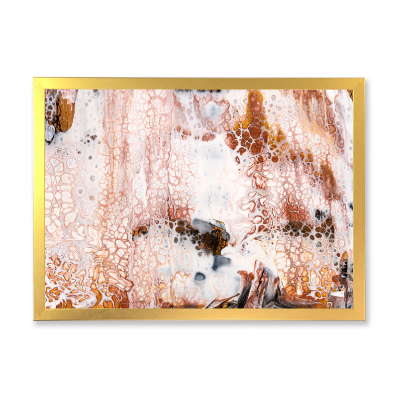 Organique formes en marbre brun et noir Art V - œuvre d'art moderne sur toile, H 44 po x l 34 po x P 1 po, Cadre photo doré