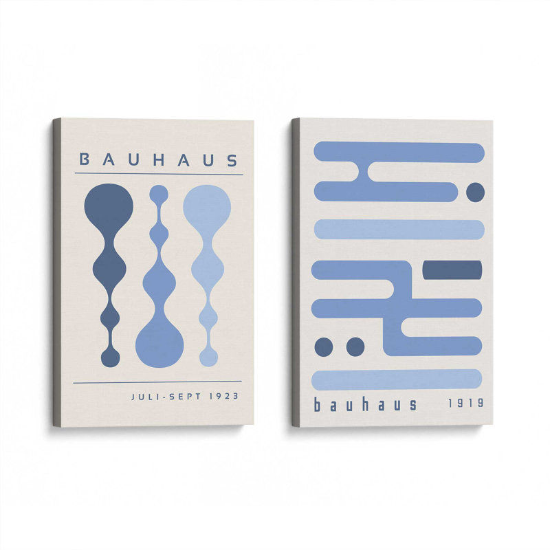 Blue Retro Circuitry Set of 2, 18" H x 24" W, Wrapped Canvas