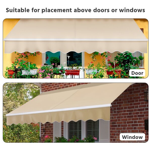 Yaheetech Polyester Beige Cover Retractable Patio Awning | Wayfair