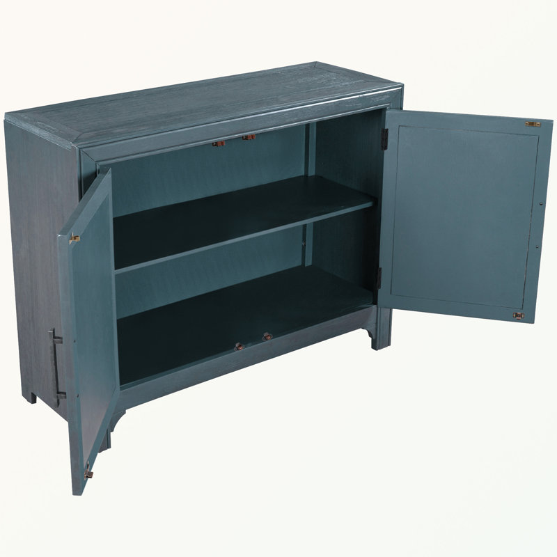 Ladzi 40'' Modern Cabinets Console Table with Unique Design Doors with 1 Adjustable Shelves, Antique Blue
