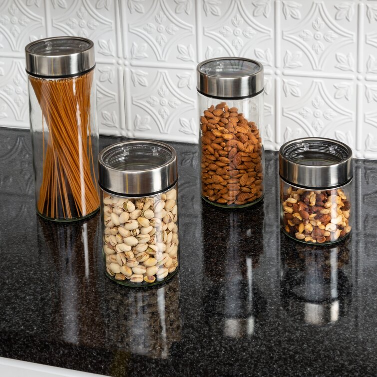 4pc Canister Sets for Kitchen Counter or Bathroom + Labels