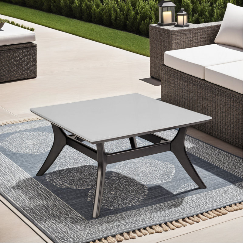 Table basse d'extérieur en bois d'eucalyptus foncé et super pierre