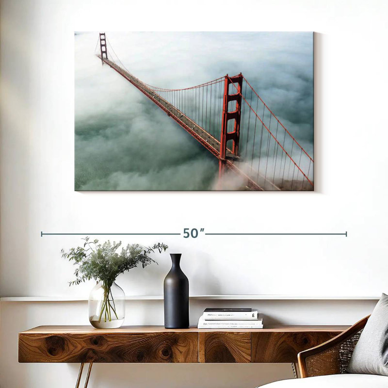 Lilie brouillard au Golden Gate Bridge, H 26 po x l 39 po