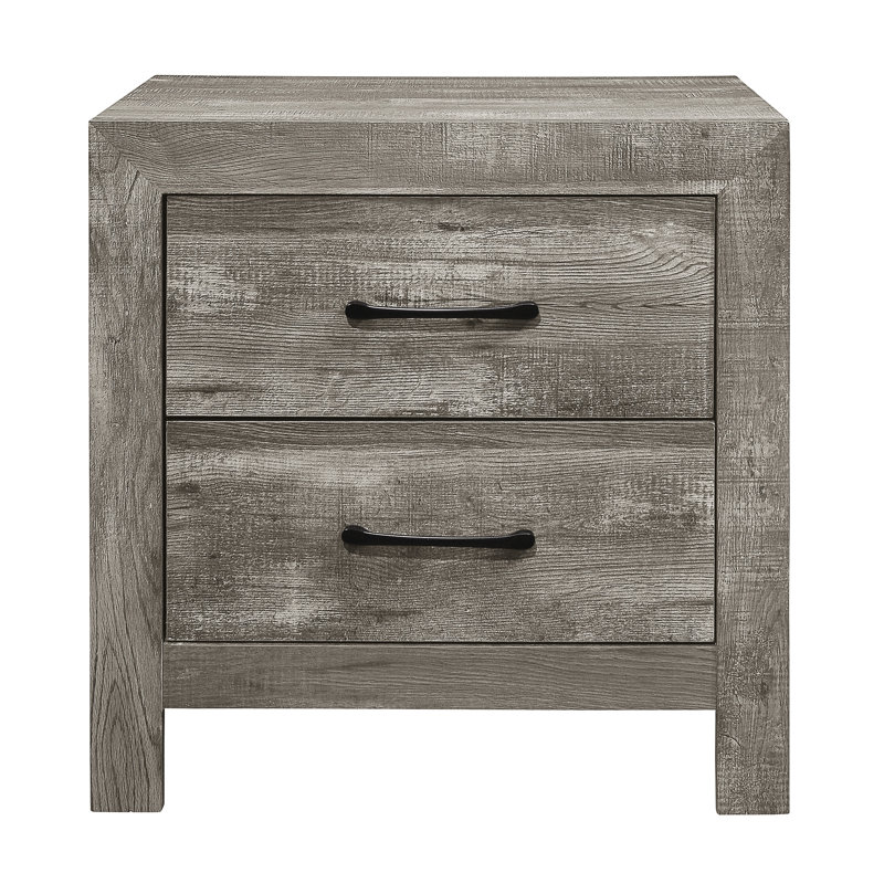 Bedroom Nightstand, 2 Drawers With Intriguing Metal Pulls Nightstand In Hue, Enhancements, Gray