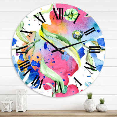 Iridiscent Daisy Flowers - Transitional wall clock