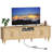 Rattan Tv Stand For 75 Inch Tv, 63"w Entertainment Center With Power Outlet & Storage Cabinet, 2 Drawers & Doors, Adjustable Shelf, Modern Media Tv Console Table For Living Room, Bedroom, Natural Oak