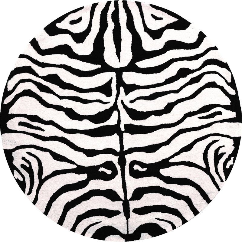 Christoper Hand Tufted Wool Animal Print Rug, Round 8'