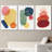 Abstract Vibrant Color Blocks - Geometric Circle Boho Colorful Picture 3 Piece Canvas Print Wall Art-94434180-94434179