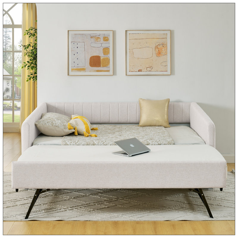 Lit pour chambre à coucher, Beige, Lit double