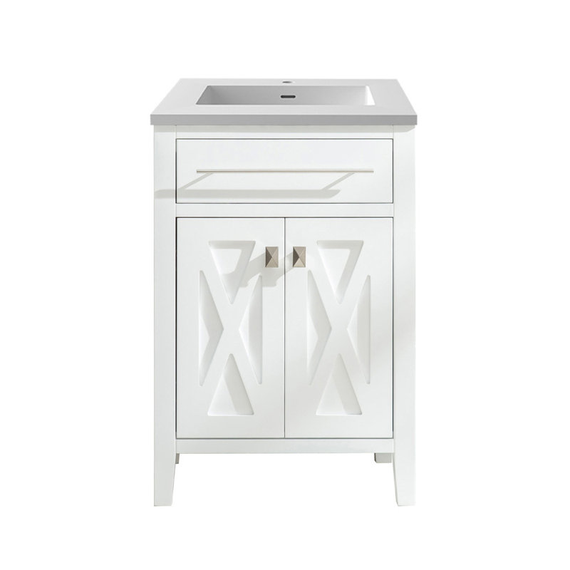 Ensemble de meuble-lavabo simple 24 po Vitiello, Blanc, Blanc mat