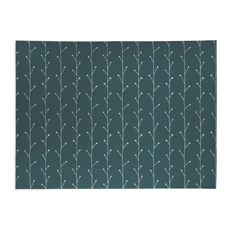 Vine Branch Low Profile Kitchen Mat, Rectangle 3' x 5', Dusty Aqua