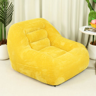 Canapé en velours côtelé jaune pour le salon, doux et confortable sans assemblage, conception ergonomique de lecture relaxante, 38,1 po de largeur, dortoir moelleux confortable de 33,8 po de profondeur, confort d'assemblage, jeu