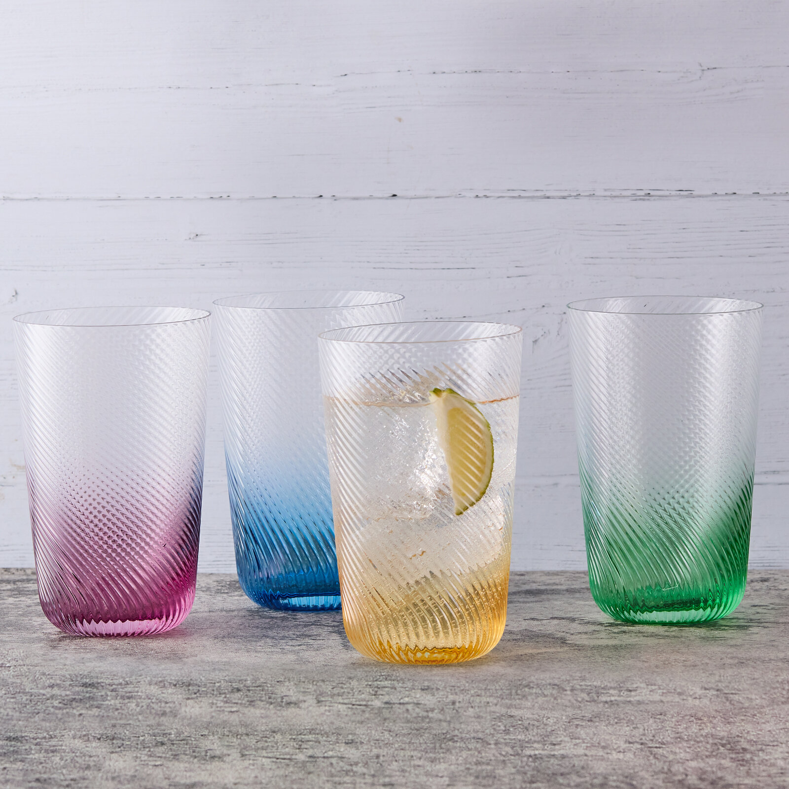 Modern Optic Highball Glasses, Set of 4