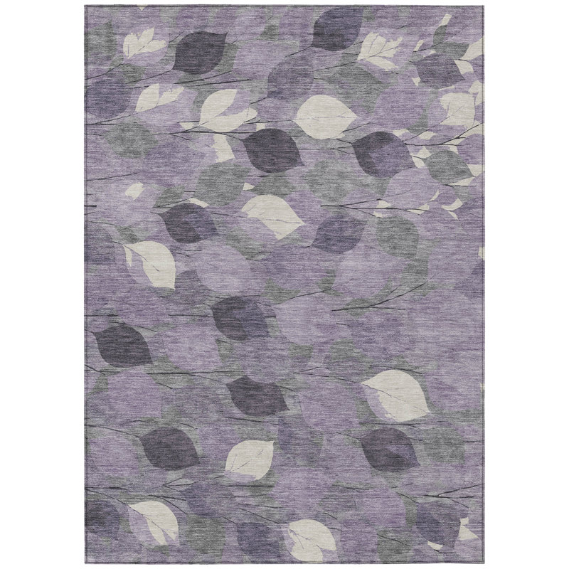 Machine Washable Indoor/Outdoor Chantille ACN2444 Floral Rug, 3' x 5', Purple