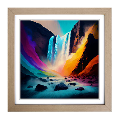 Waterfall Colour Field Painting - Framed Print