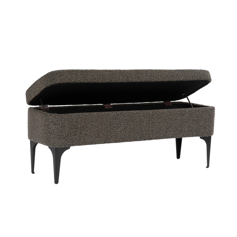 Banc de rangement rembourré Ameelya, Boucle brun foncé