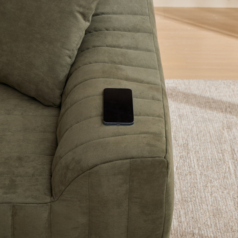 Canapé à compression, causeuse spacieuse moderne en similicuir de 78 pouces pour la maison, Vert
