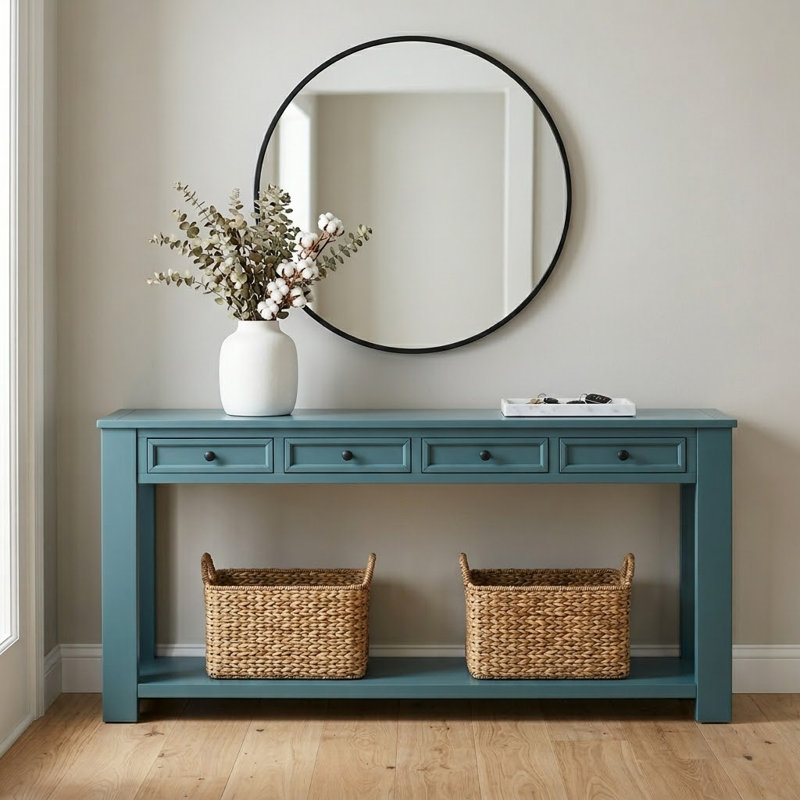 Ellean 63.03'' Console Table, Dark Blue
