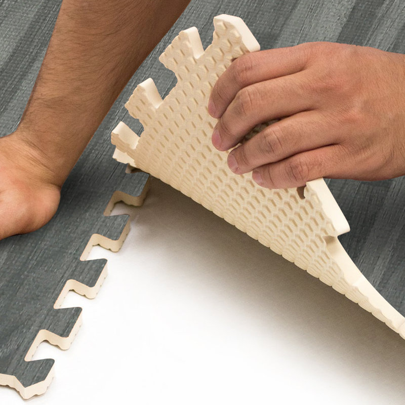 Sorbus Interlocking Floor Foam Mat in Gray Wood Print