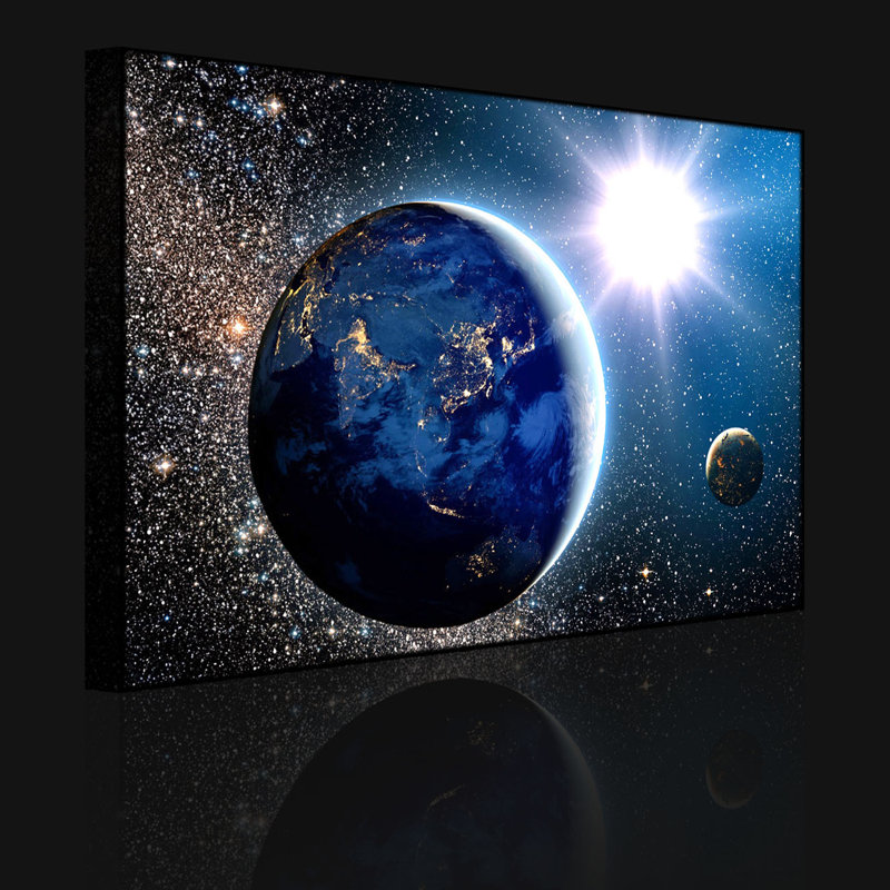 Earth In Space by No - Wrapped Canvas Print, Without lighting, 70cm H x 100cm W x 4.5cm D