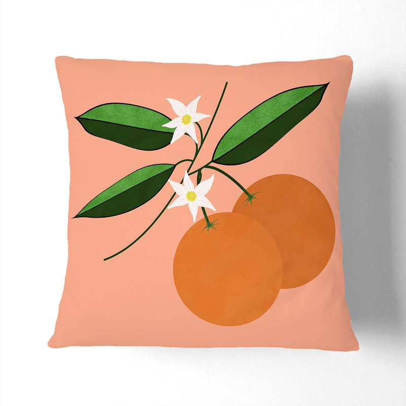 Orange Blossom Beige V2 Square Throw Cushion, 55cm H x 55cm W x 20cm D