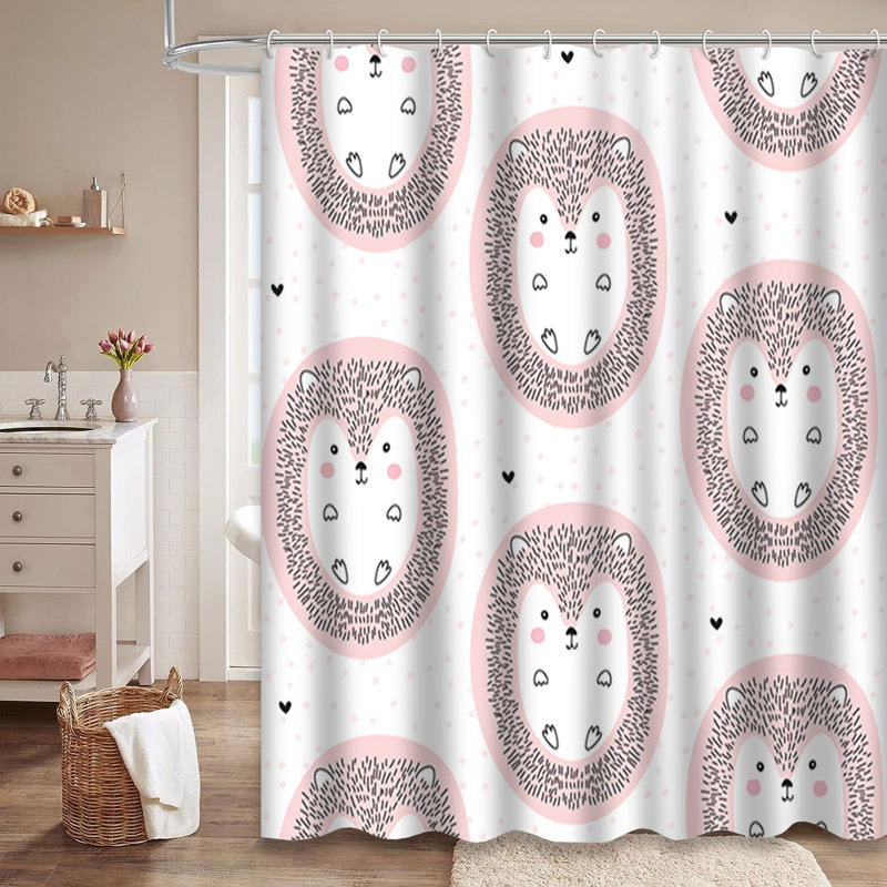 Rideau de douche mignon avec 12 crochets, L 72 po x l 78 po