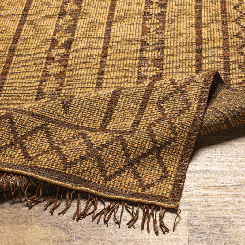 Salvo Moroccan Handmade Flatweave Area Rug in Tan/Dark Brown/Charcoal, Rectangle 5' x 7'6"