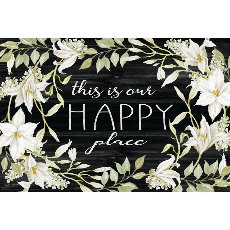 This Is Our Happy Place 2886418, H 12 po x l 18 po, Non, Cadre flottant noyer