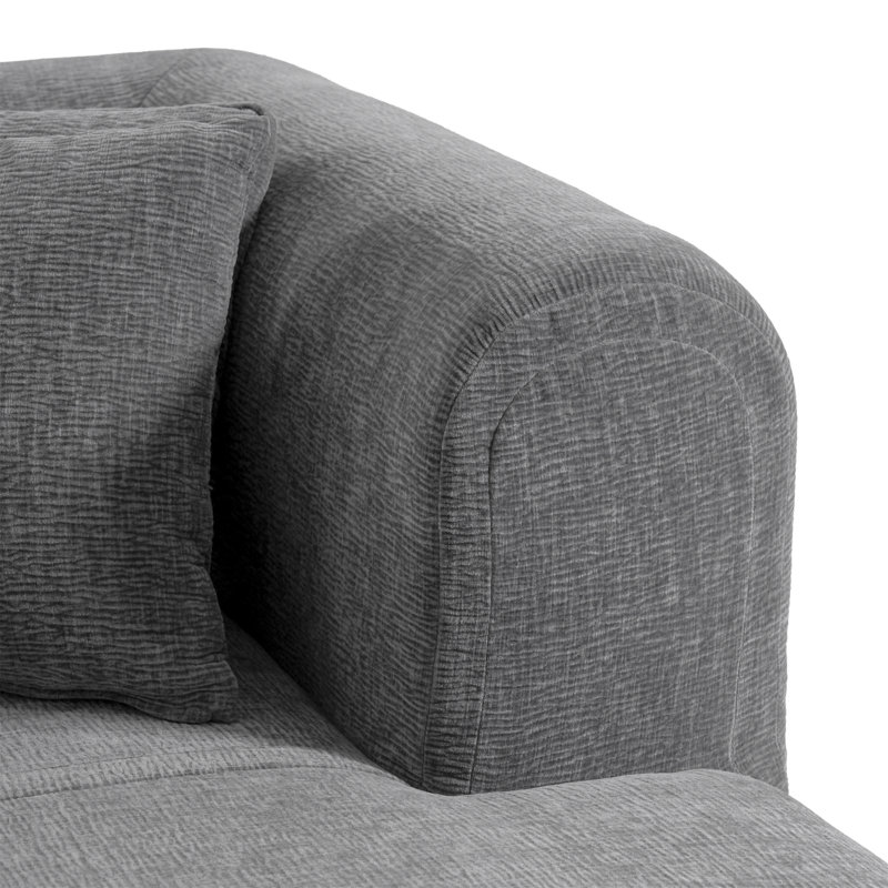 Mirod Stylish Corner Sofa For Living Room, Grey Polyester
