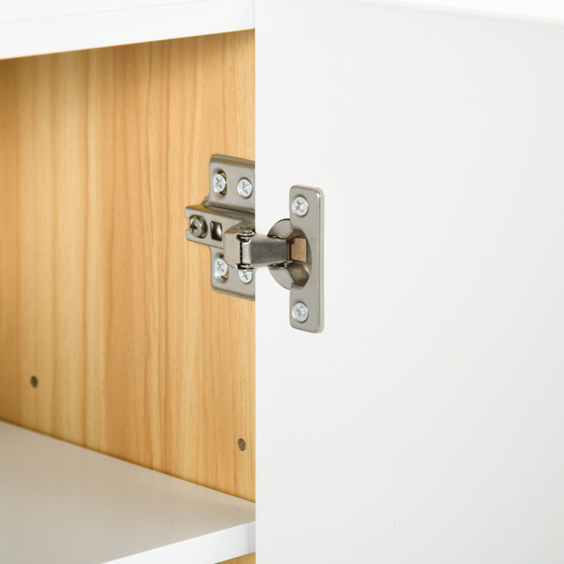 Armoire de salle de bain Luisita avec miroir mural et 3 portes, Blanc / Brun