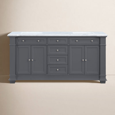 Rea 72'' Double Bathroom Vanity with Carrara Marble Top