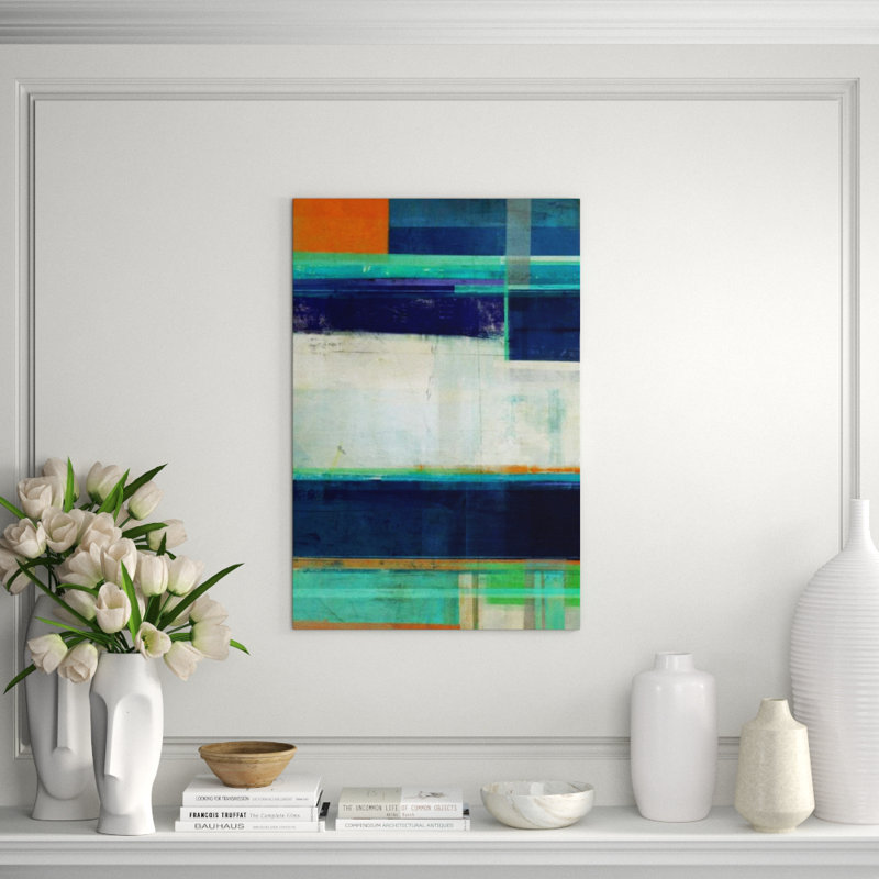 Parisian Blues II Painting by Mari Urasawa, Glass Coat, 36" H x 24" W