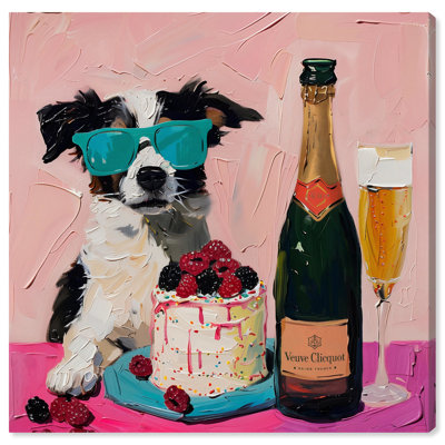 «Dog and Berry Cake Canvas Trendy Kitchen Art» par Art Remedy