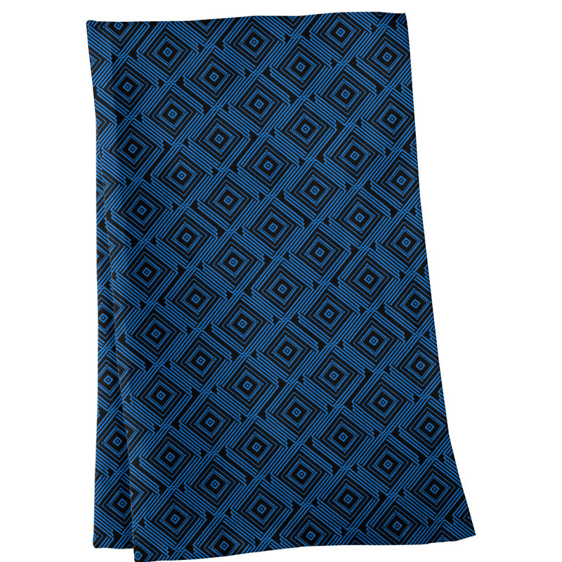 Serviette de thé à labyrinthe carré, Polyester sergé, Bleu