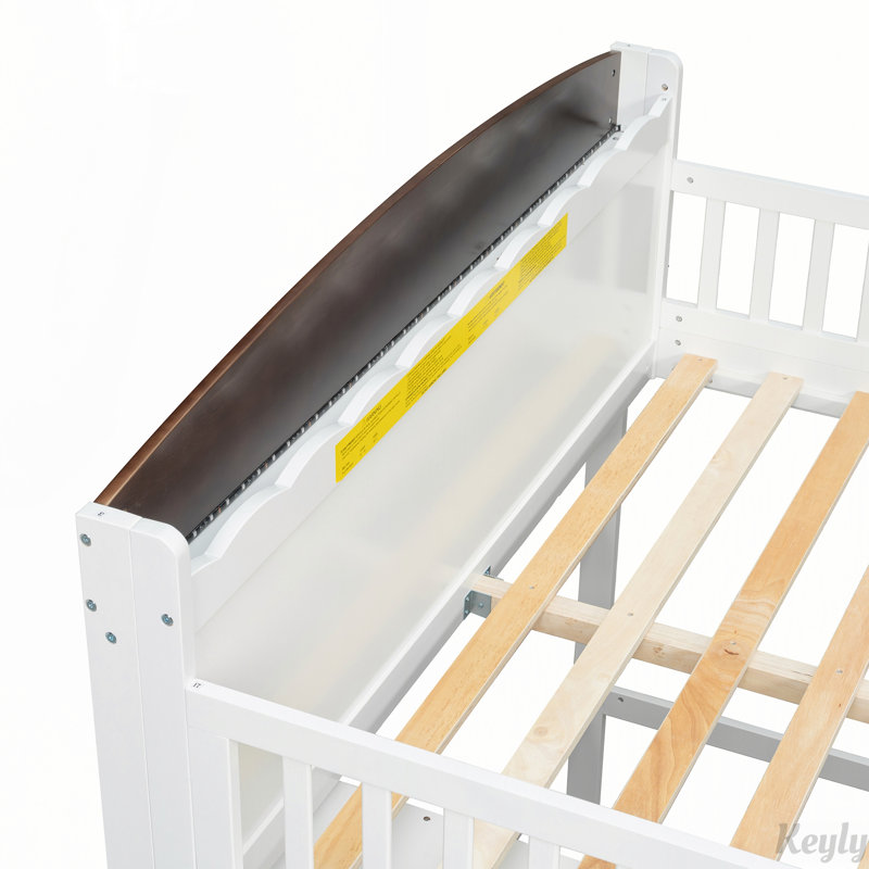 Lit mezzanine avec armoire de rangement, garde-robe et DEL, Full / Double, White