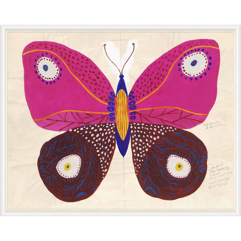 Butterfly Pink Print by Paule Marrot, Framed Print, 43" H x 54" W, White